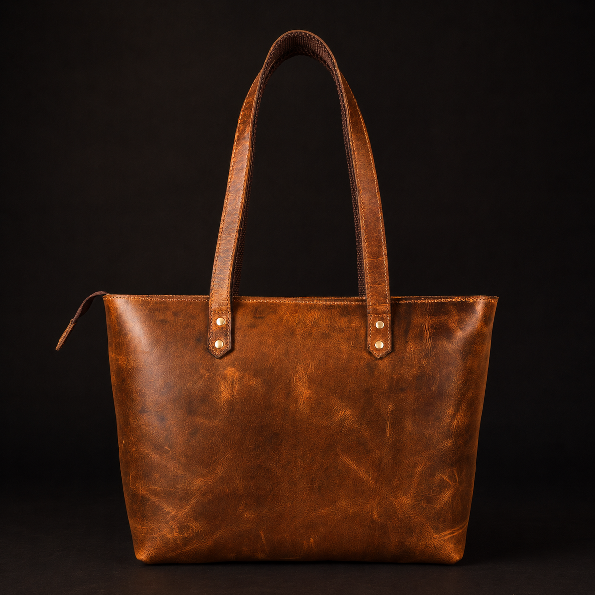 Sac fourre-tout en cuir Cognac classique
