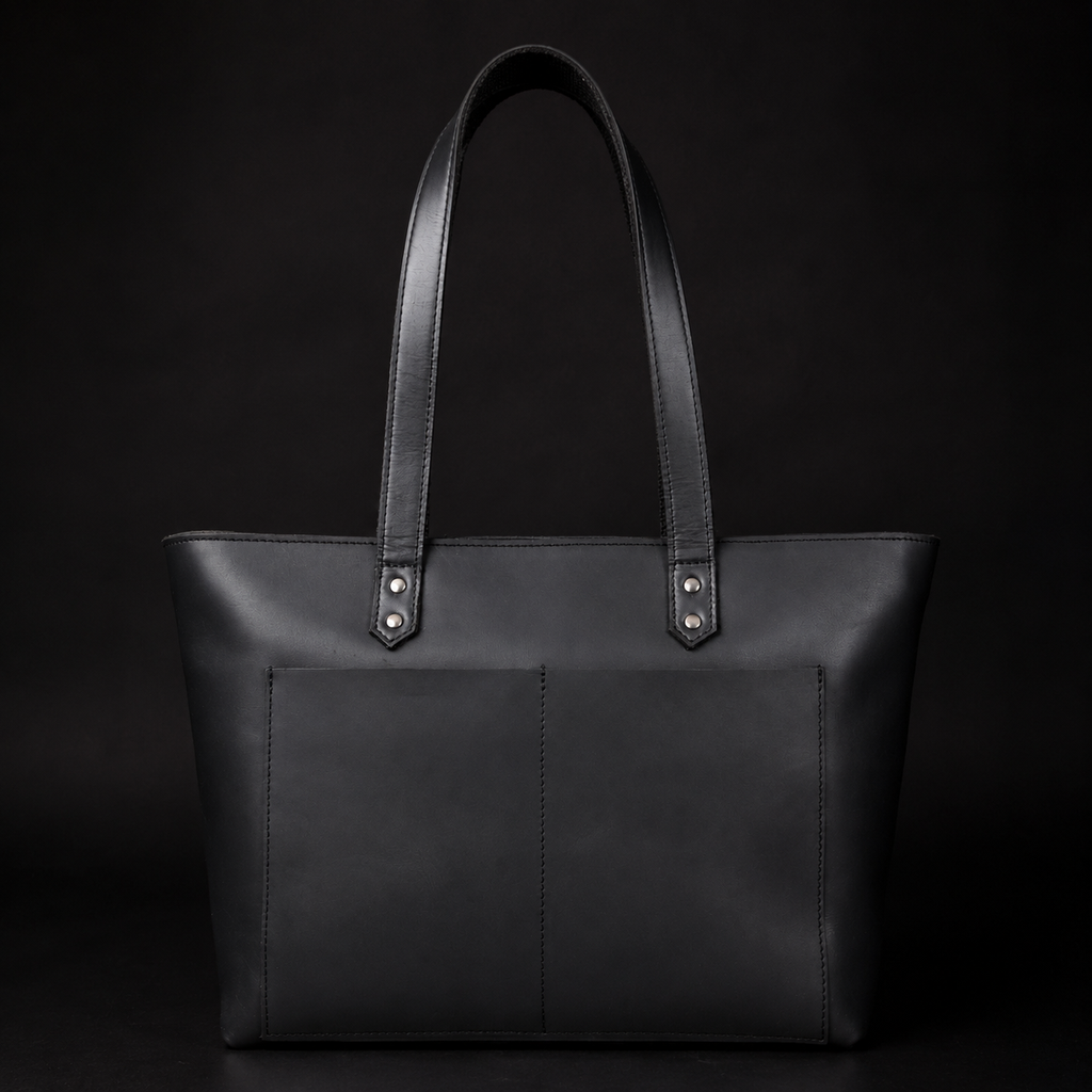 Sac fourre-tout classique en cuir noir