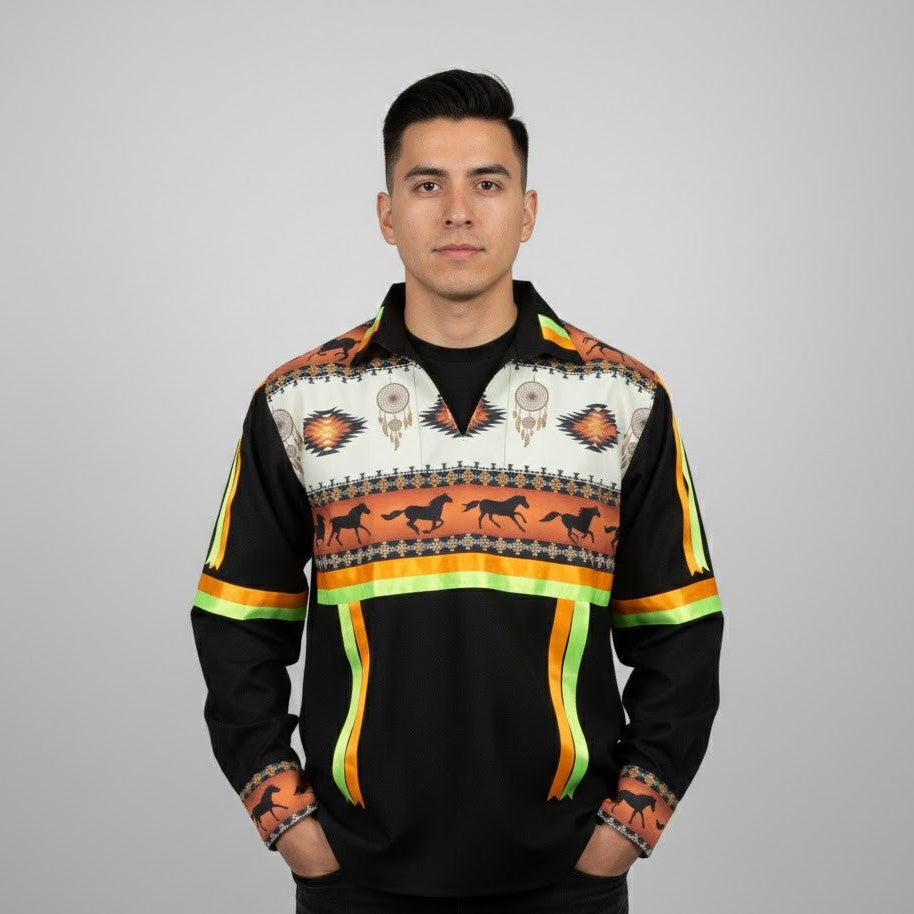 Chemise à rubans avec chevaux