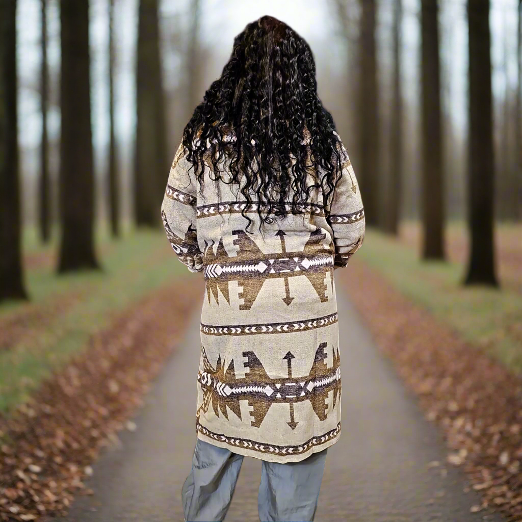 Manteau long OLDTRIBES™ (laine) Sans capuche (Beige)